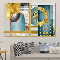Modern Abstract Shapes Acrylic Floating Wall Painting Set of 2