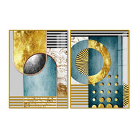 Modern Abstract Shapes Acrylic Floating Wall Painting Set of 2