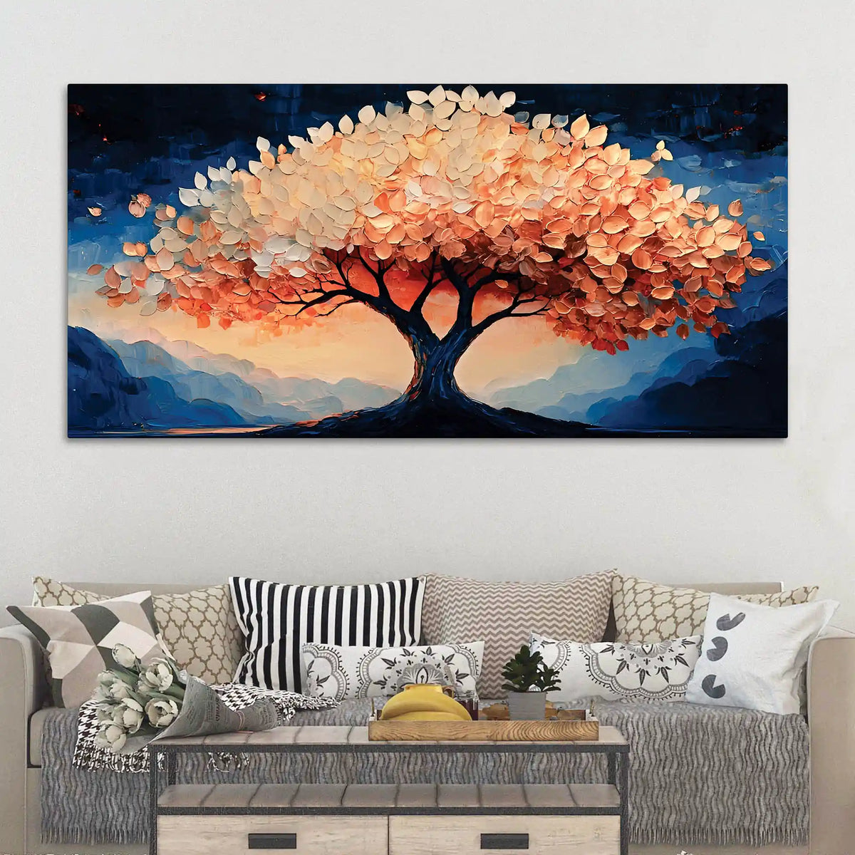Modern Abstract Tree Canvas Painting for Bedroom