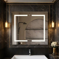 Modern Bathroom Cabinet Mirror with Artistic LED Pattern and Storage