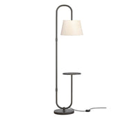 Modern Black Metal Finish Curved Floor Lamp Standing with Table Shelf