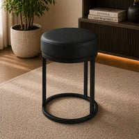 Modern Black Steel Vanity Stool with Cushioned Seat
