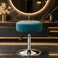 Modern Blue Adjustable Vanity Stool with Tufted Cushion