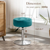 Modern Blue Adjustable Vanity Stool with Tufted Cushion