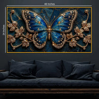 Modern Blue Butterfly Floating Frame Crystal Wall Painting