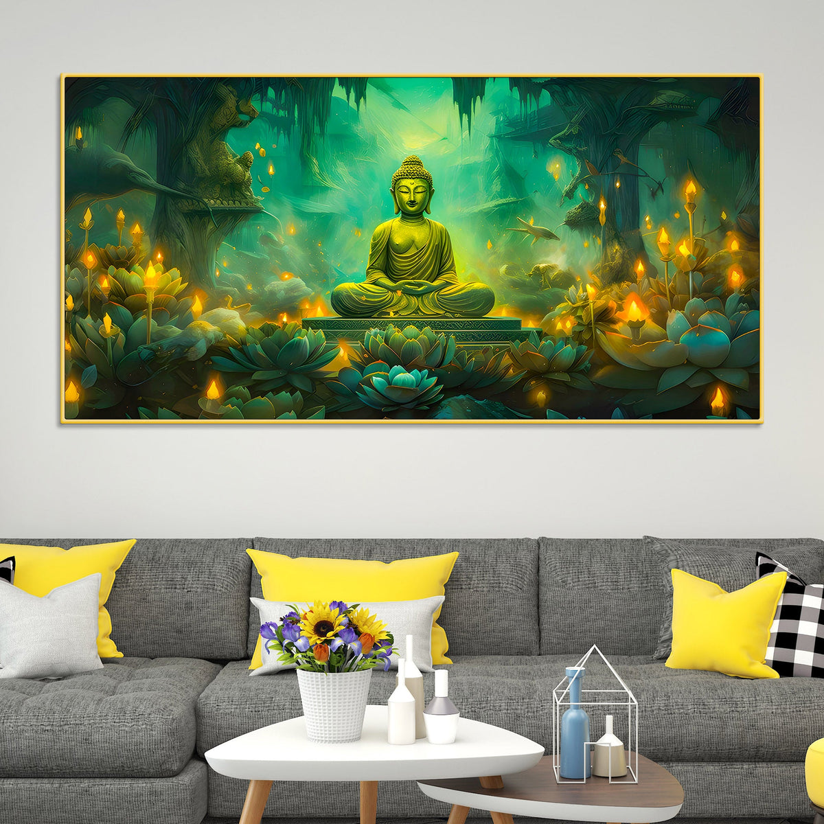 Modern Buddha Canvas Wall Painting for Living Room Decor