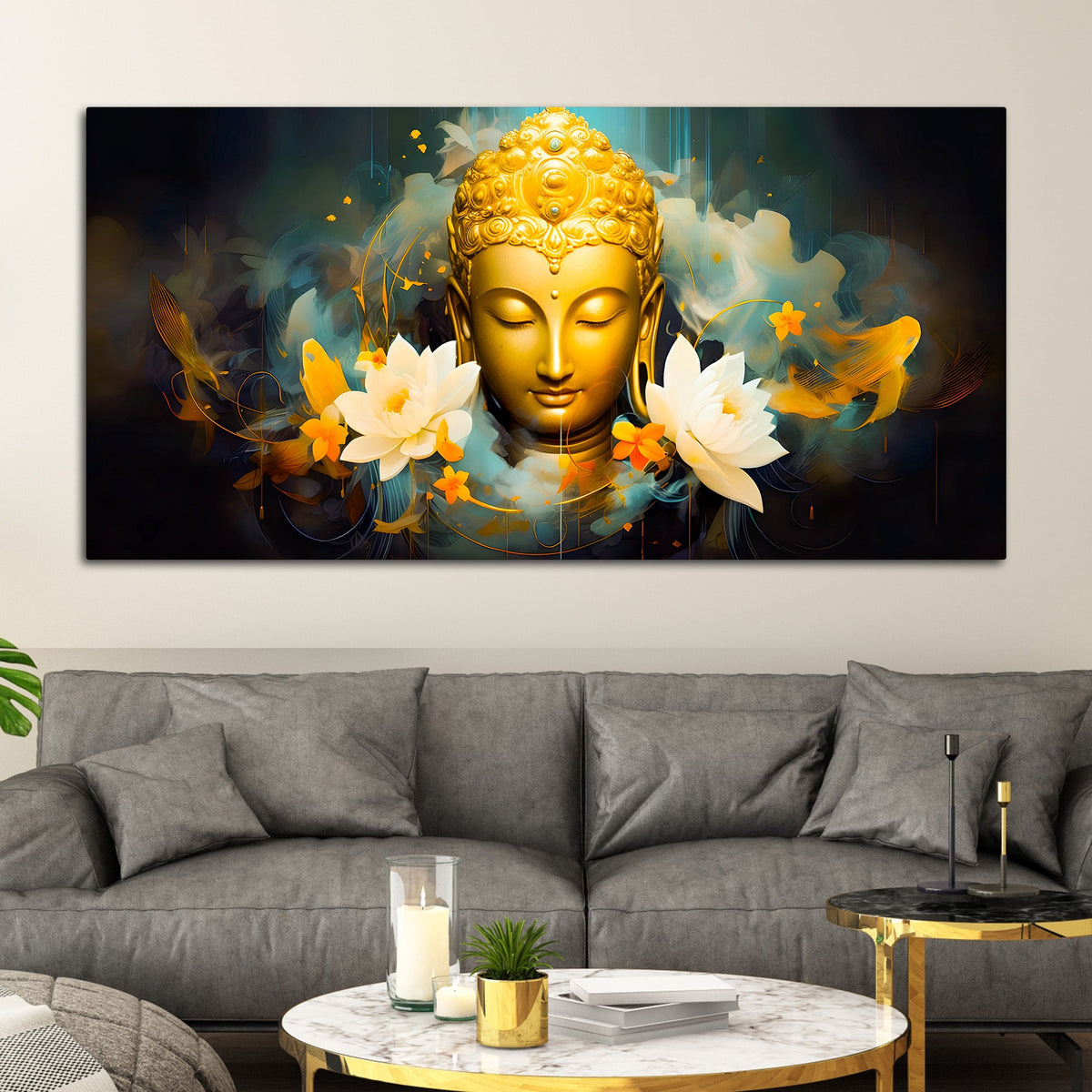 Modern Buddha Wall Canvas Painting for Living Room Decoration