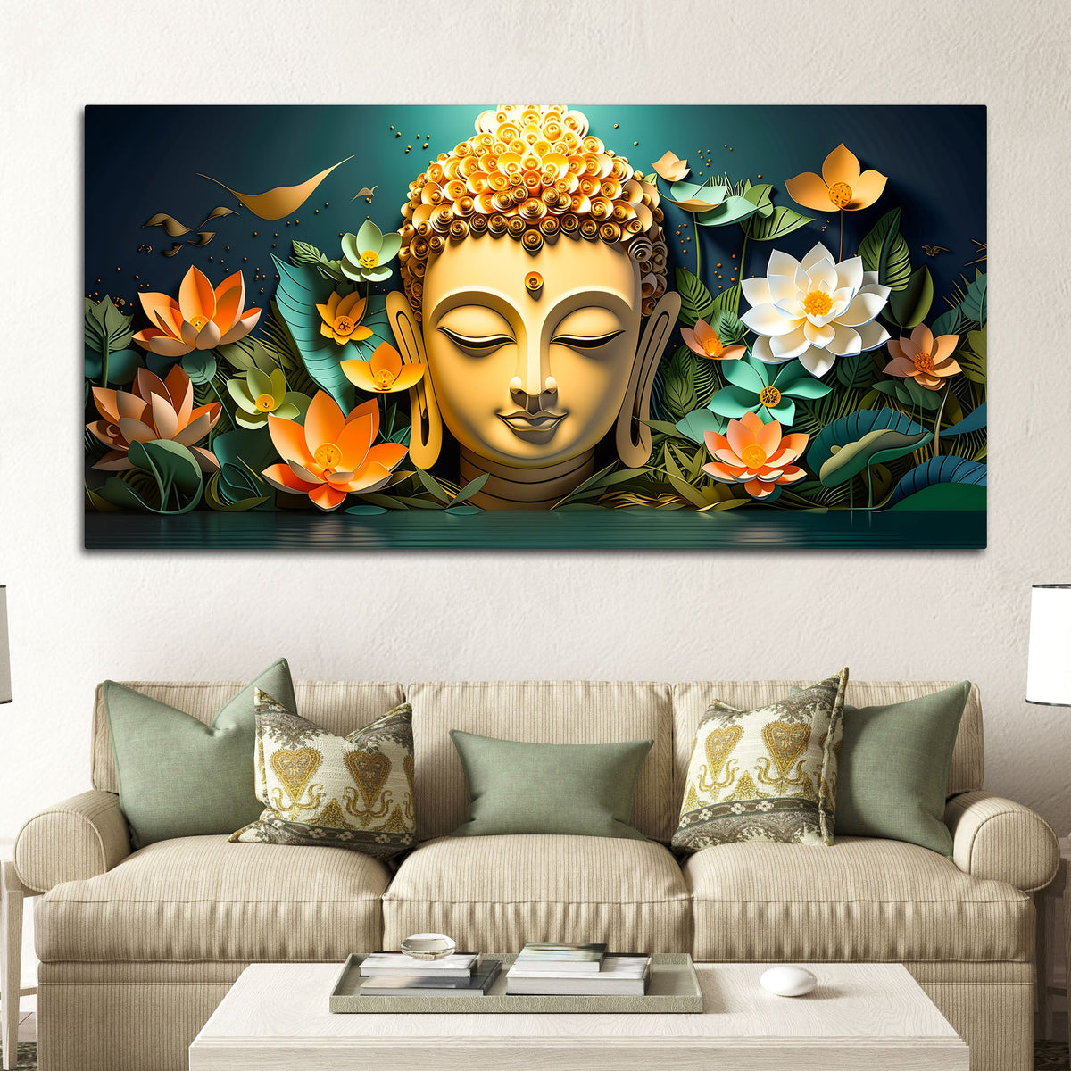 Modern Buddha Wall Painting for Peaceful Interiors