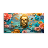 Modern Buddha Wall Painting with Butterflies & Dreamy Florals