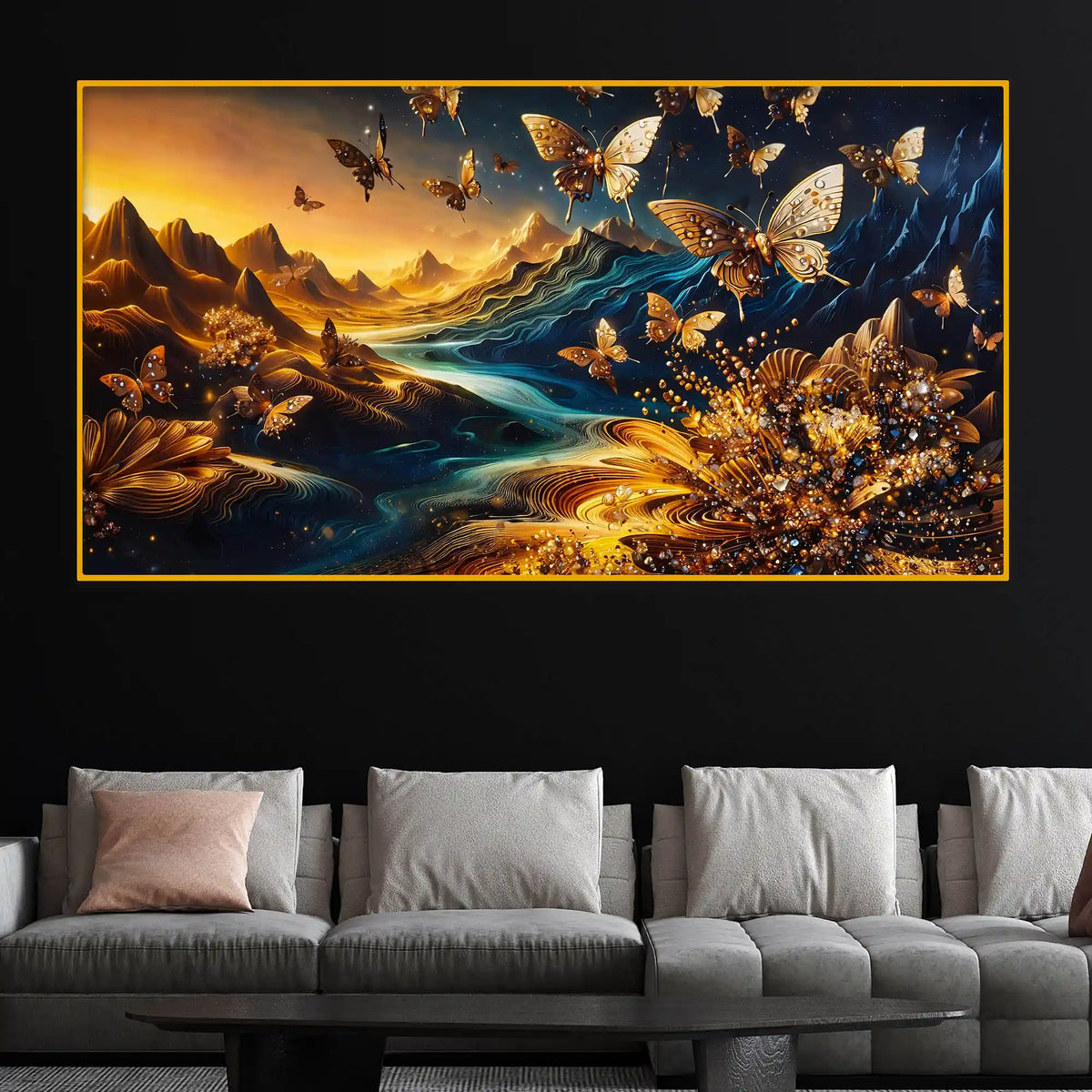 Modern Butterfly Crystal Glass Wall Painting