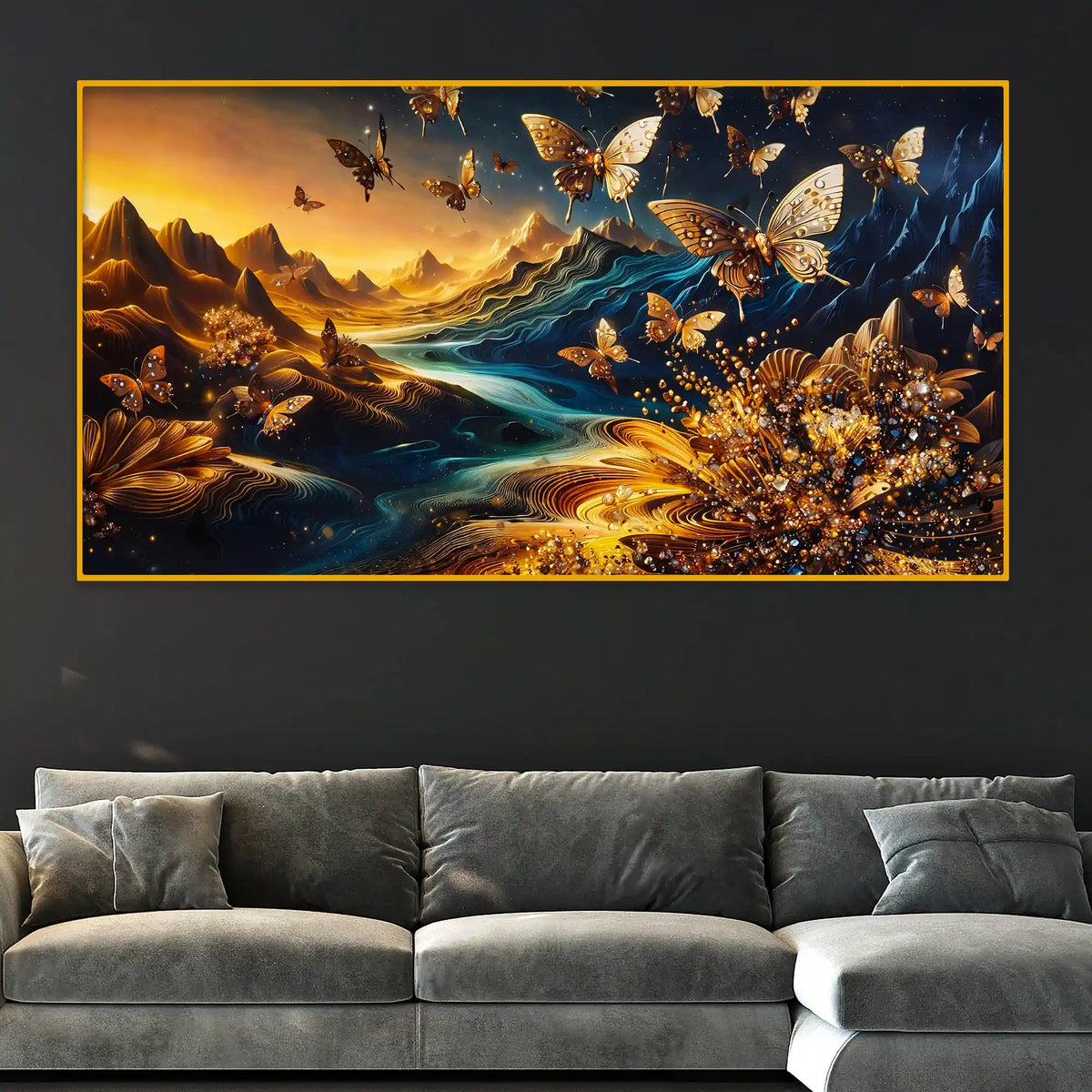 Modern Butterfly Crystal Glass Wall Painting