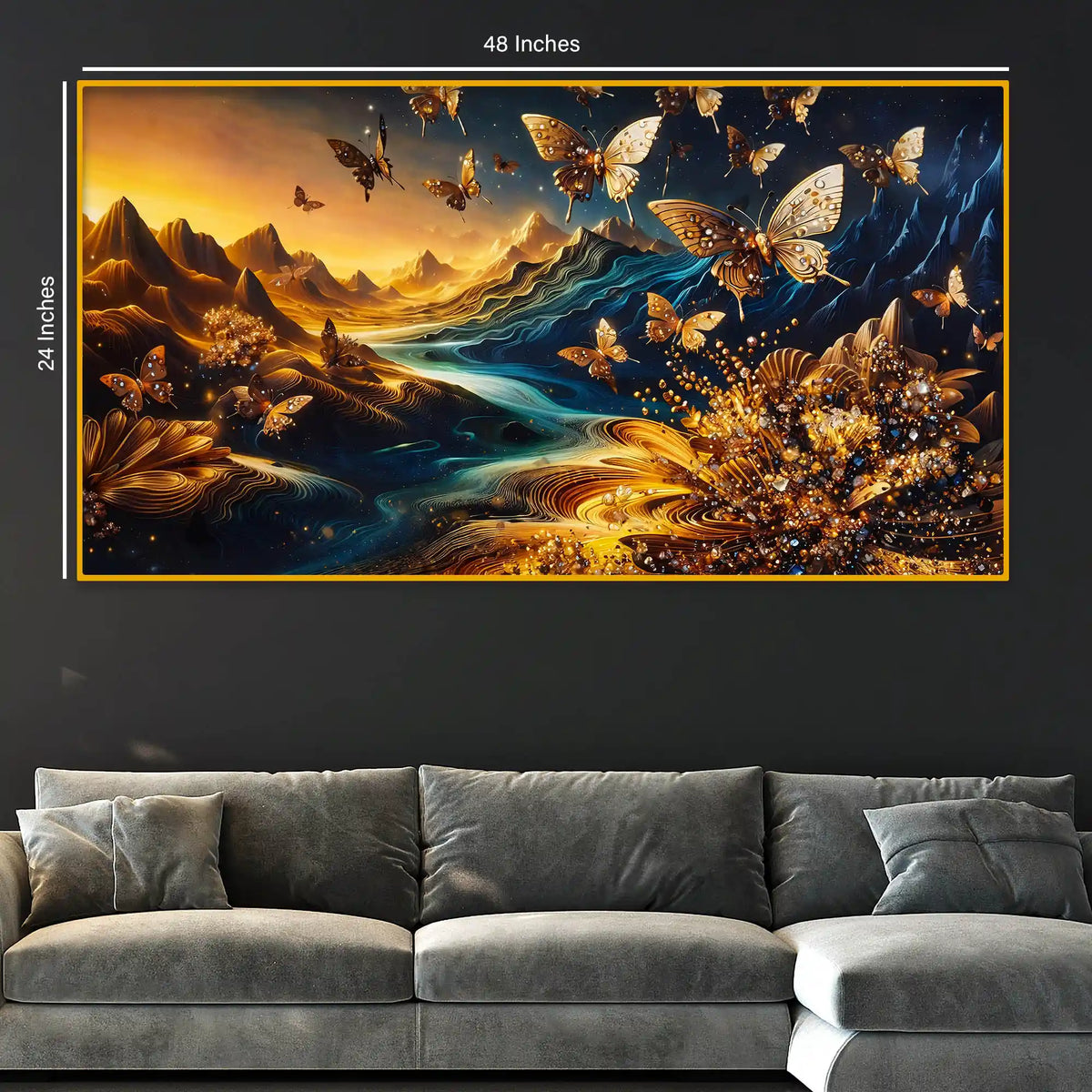 Modern Butterfly Crystal Glass Wall Painting