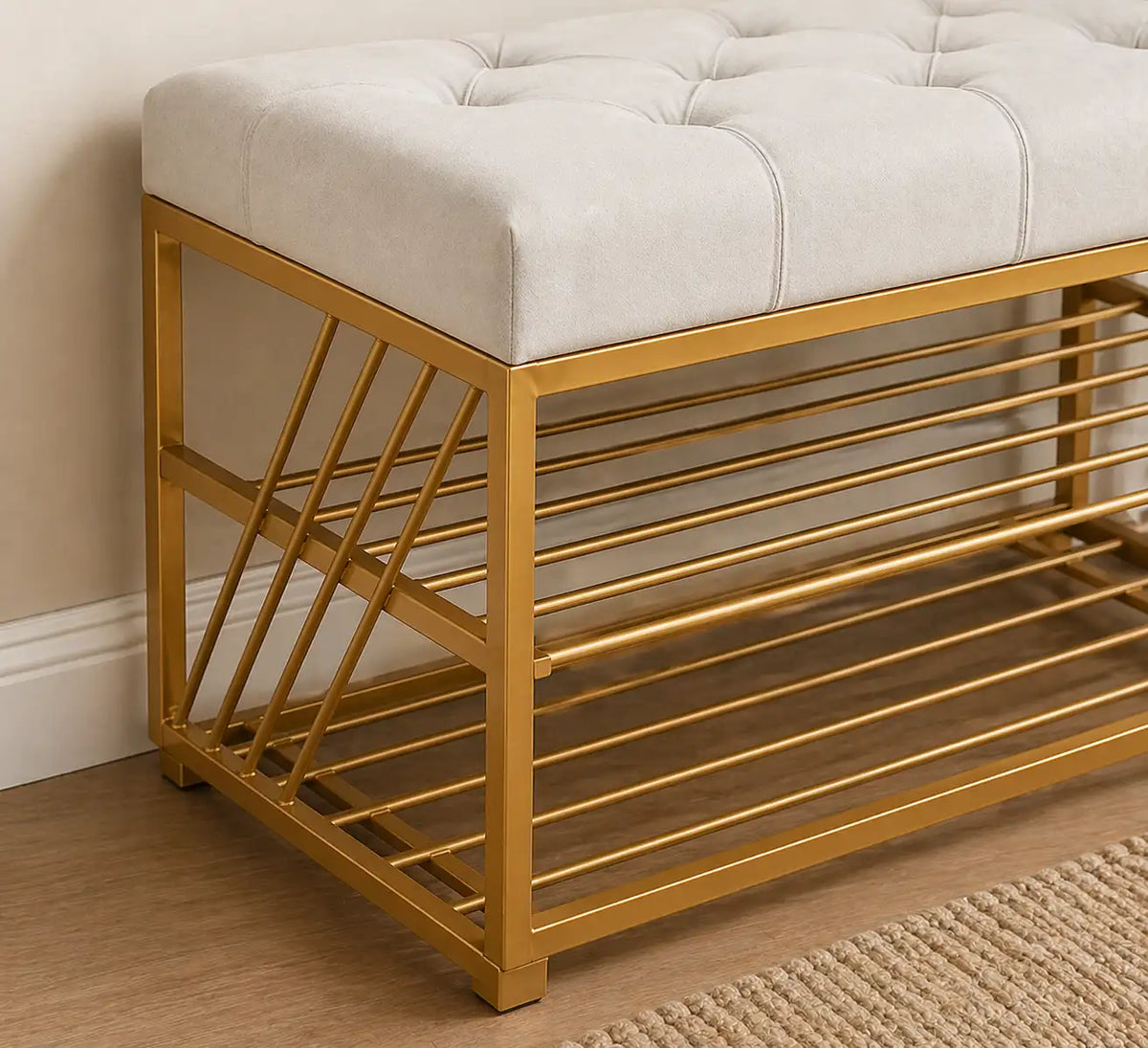 Modern Cabinet Iron Shoe Stool Bench Rack