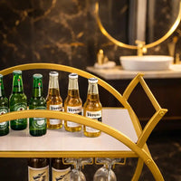 Modern Circular Bar Trolley with Dual Shelves