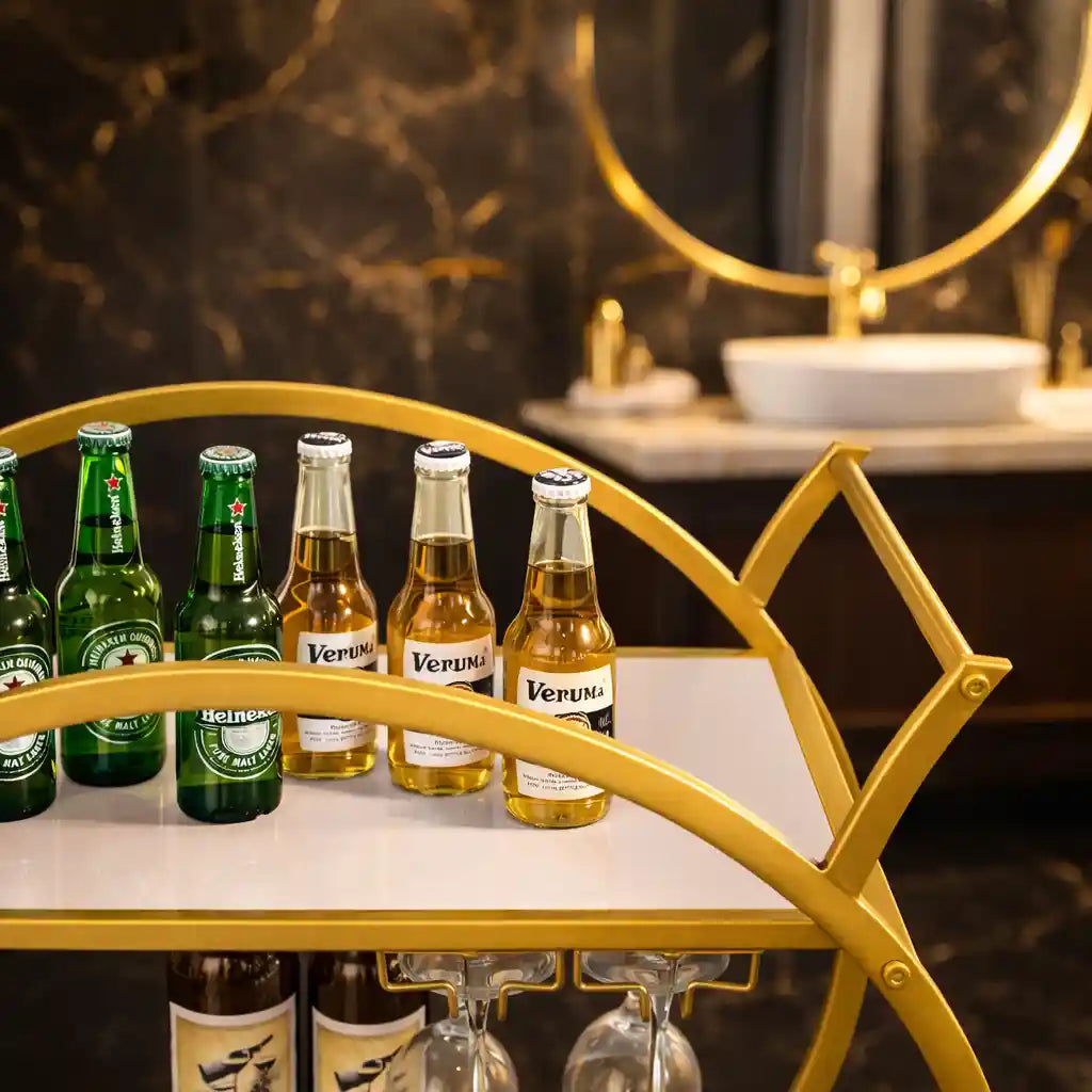 Modern Circular Bar Trolley with Dual Shelves