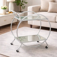 Modern Circular Premium Bar Cart with Wine Rack