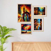 Modern City Lights Wall Frame Set of Four