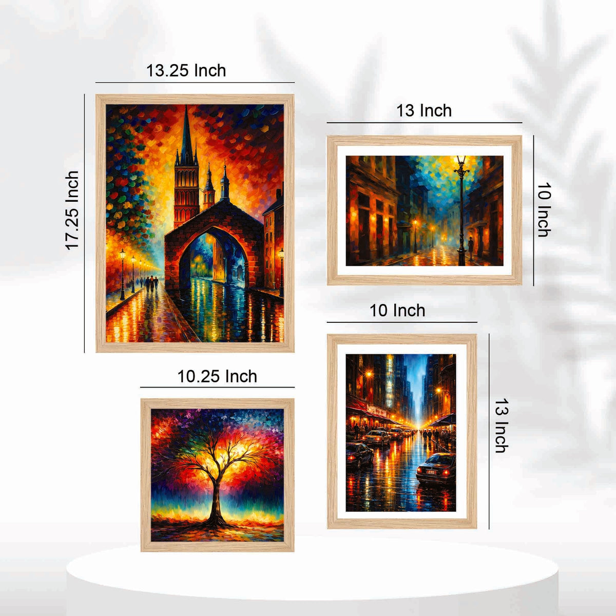 Modern City Lights Wall Frame Set of Four