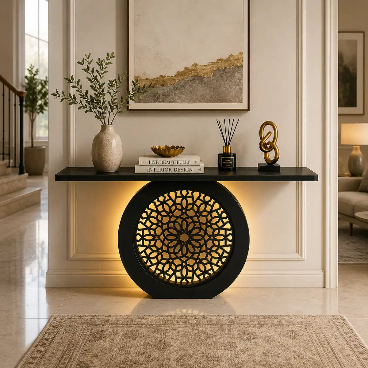 Modern Decorative Console Table with LED Back Panel (SS 302)
