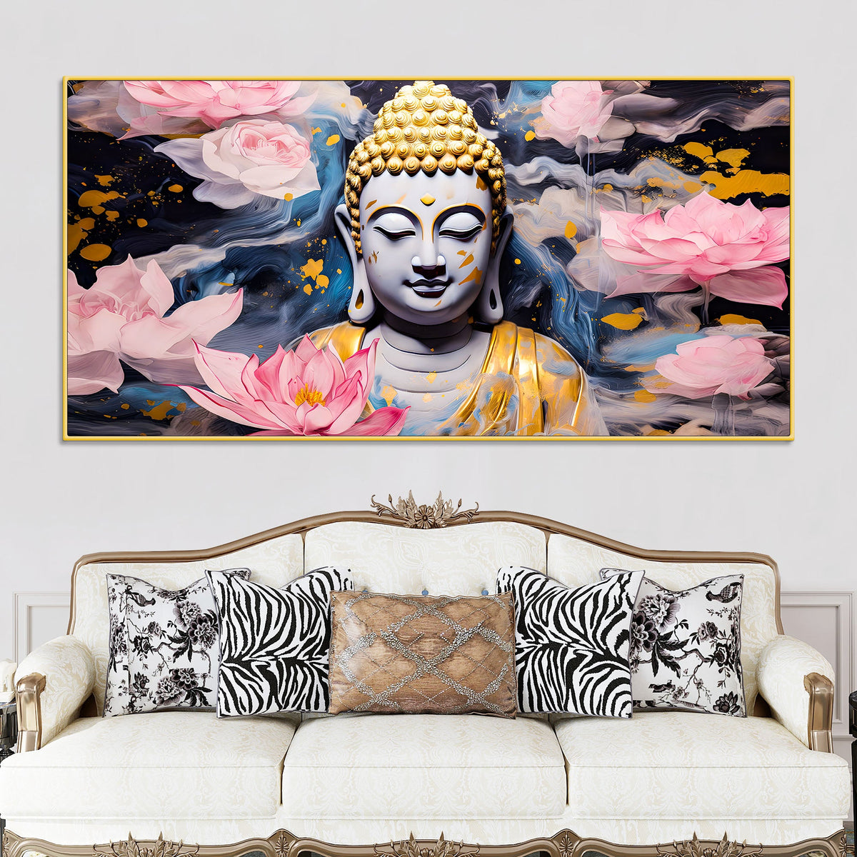 Modern Decorative Lord Buddha Wall Painting for Home & Office