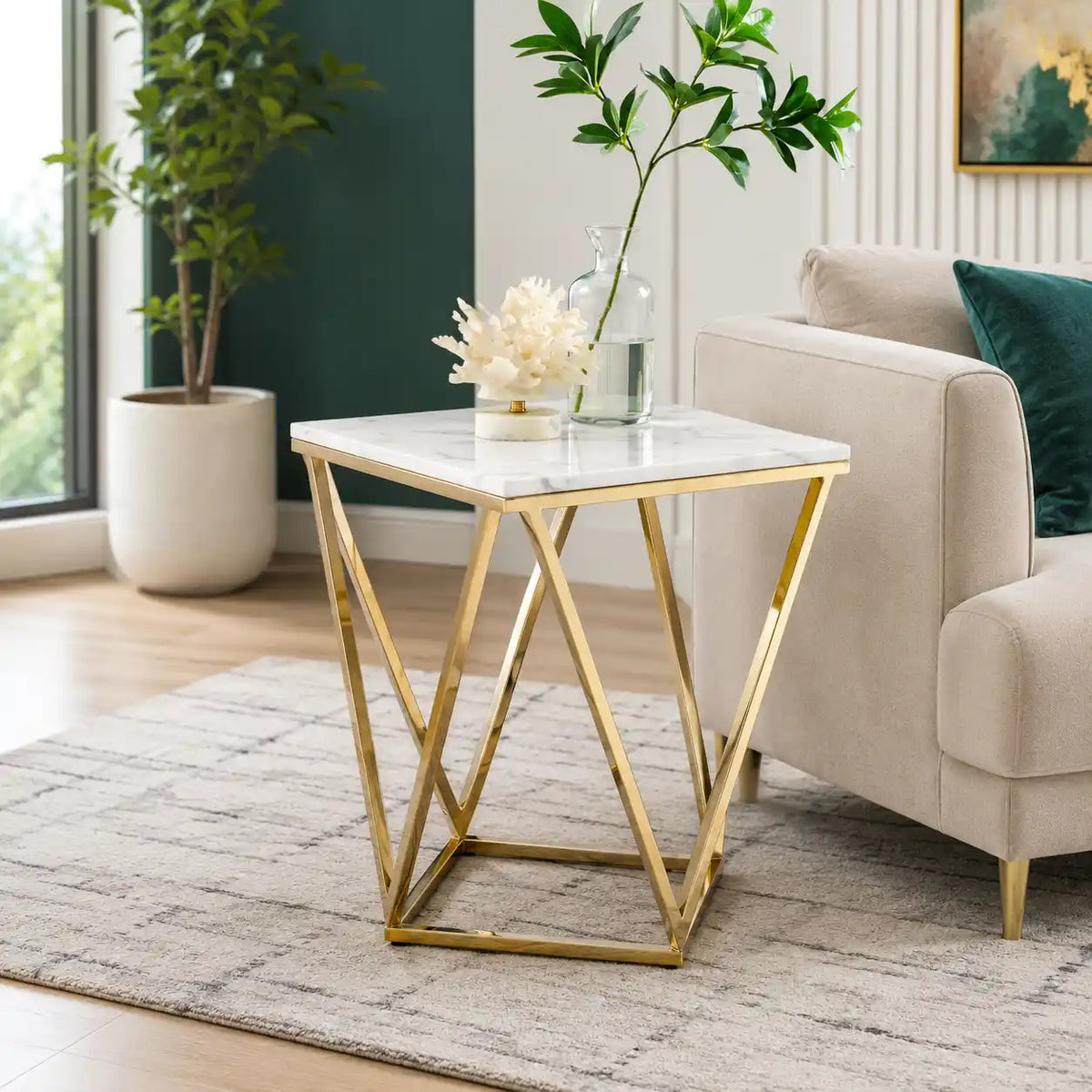 Modern Decorative Table with Stylish Marble Texture Top