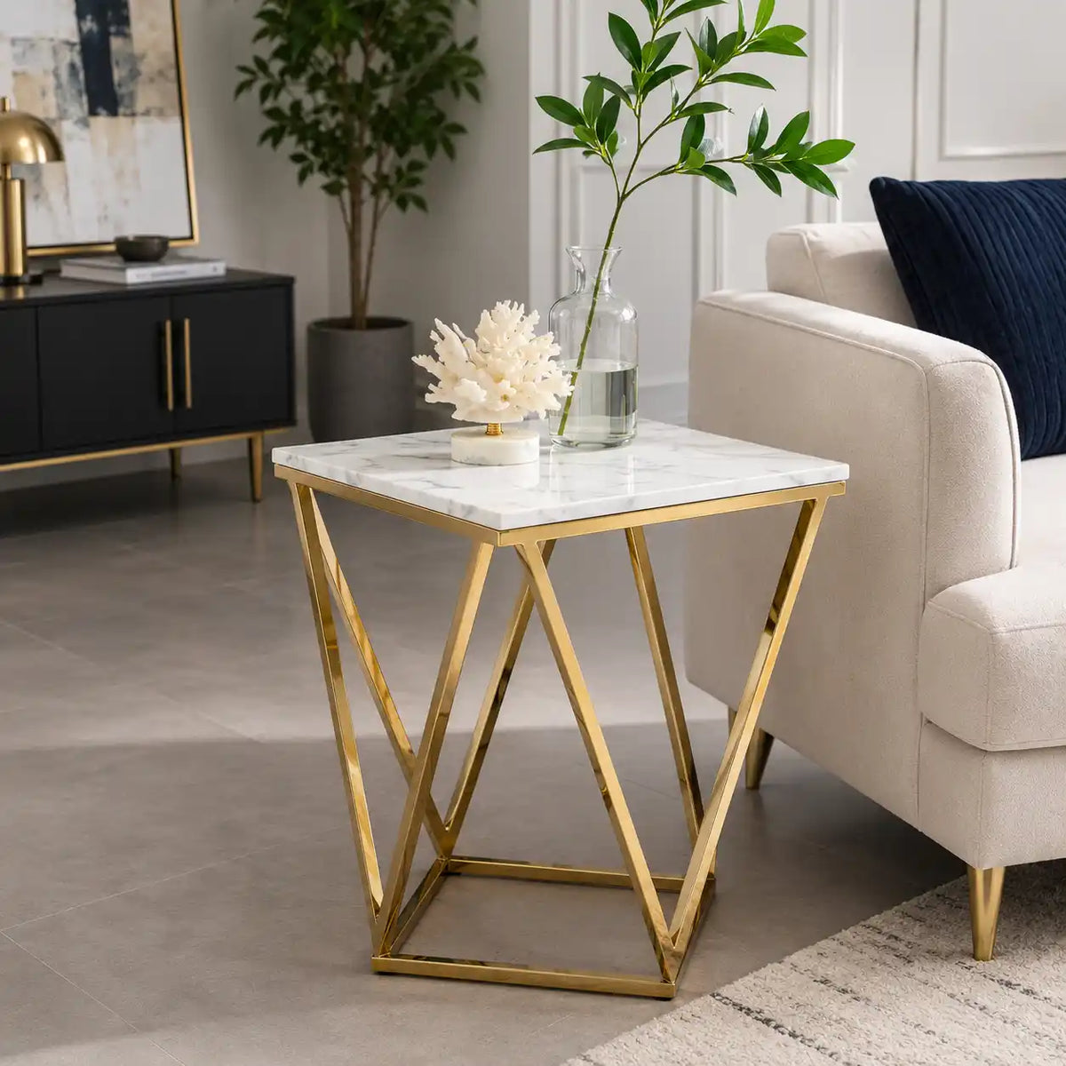 Modern Decorative Table with Stylish Marble Texture Top
