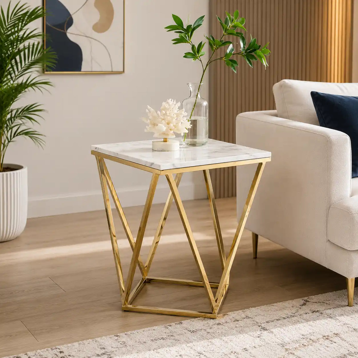 Modern Decorative Table with Stylish Marble Texture Top