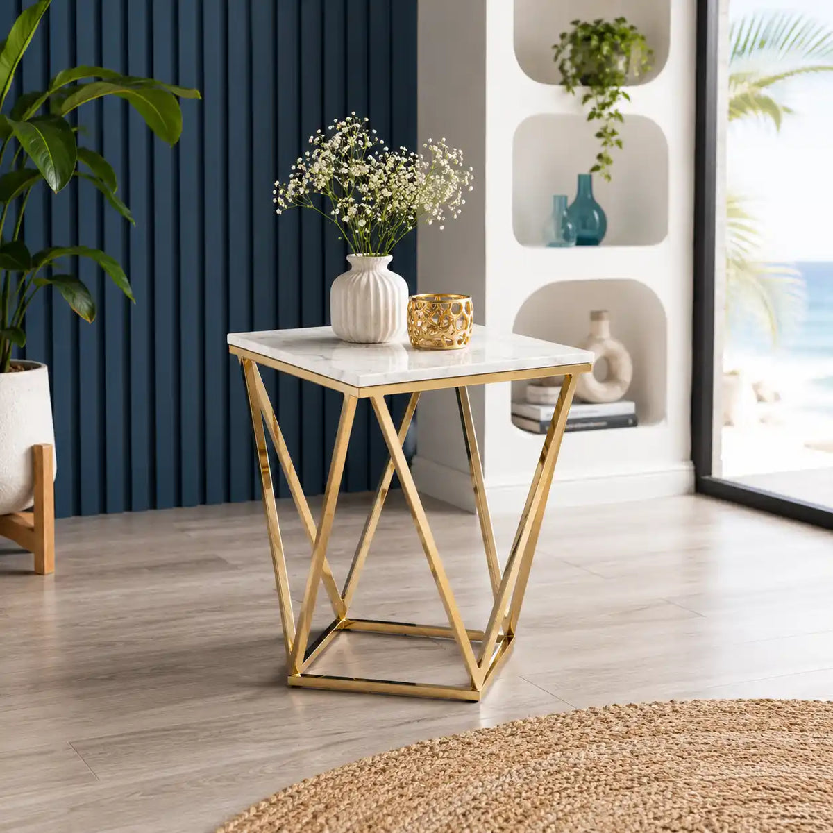Modern Decorative Table with Stylish Marble Texture Top
