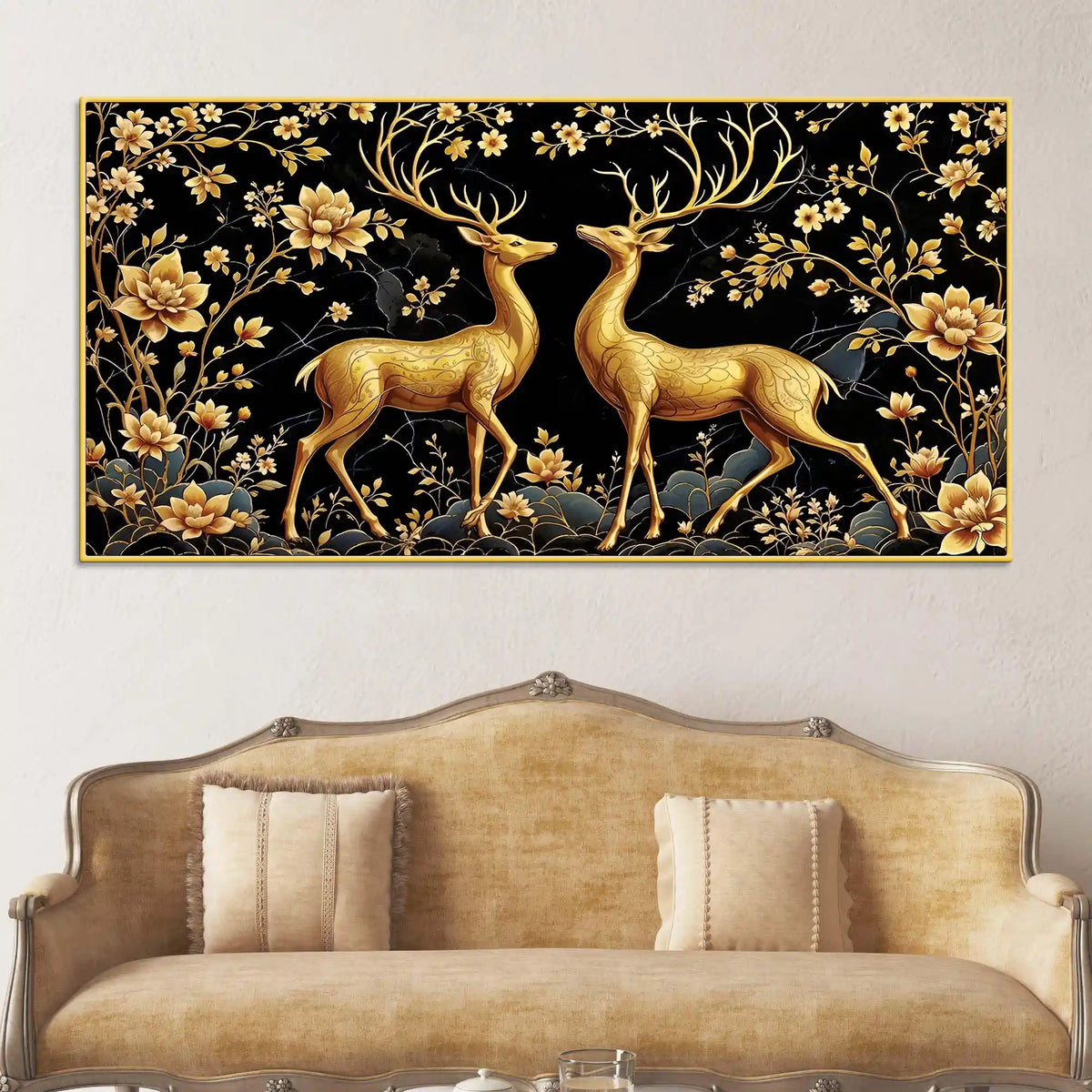 Modern Deer Pair Canvas Wall Painting for Stylish Interiors
