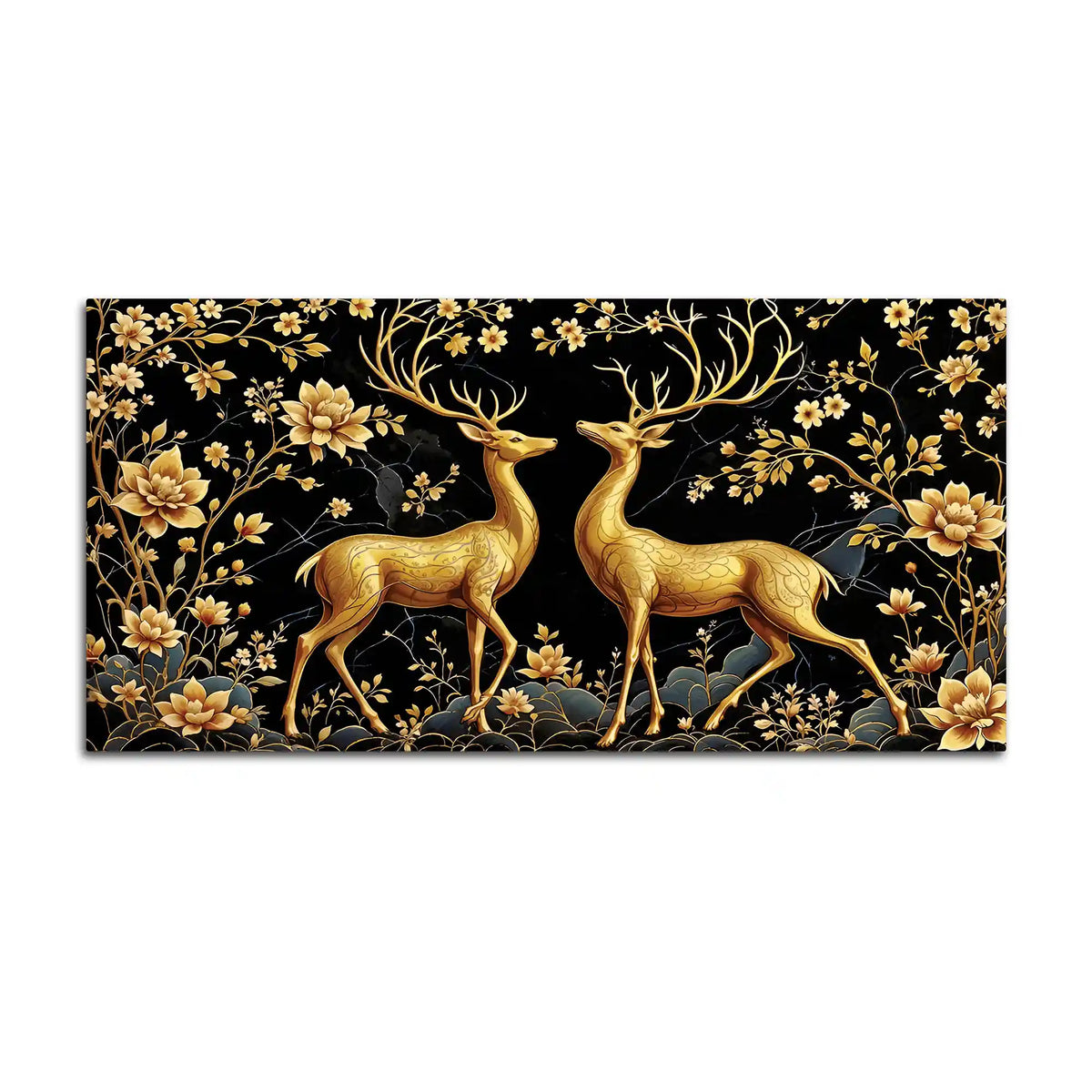 Modern Deer Pair Canvas Wall Painting for Stylish Interiors