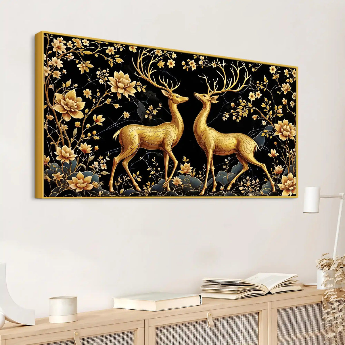 Modern Deer Pair Canvas Wall Painting for Stylish Interiors