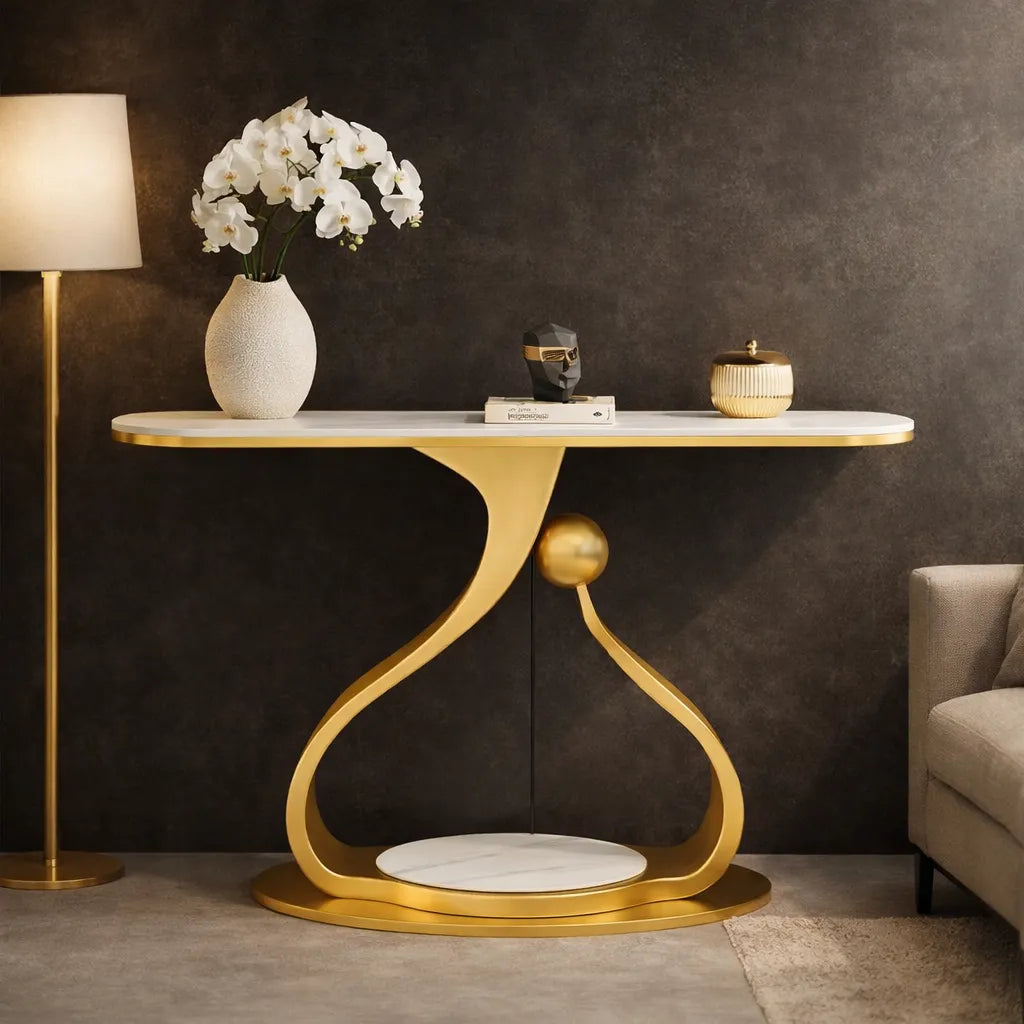 Modern Designer Console Table | Luxury Marble Top Table for Home Décor