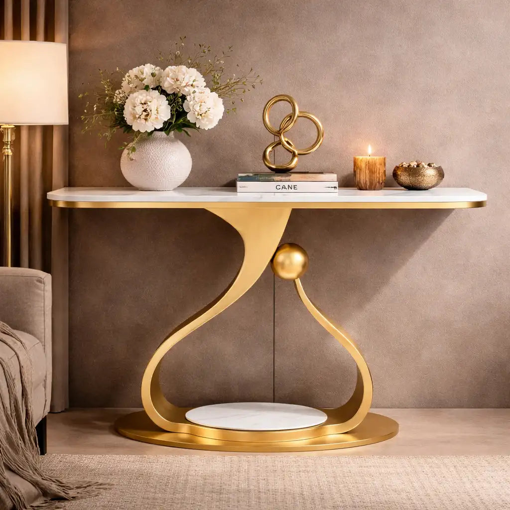 Modern Designer Console Table | Luxury Marble Top Table for Home Décor