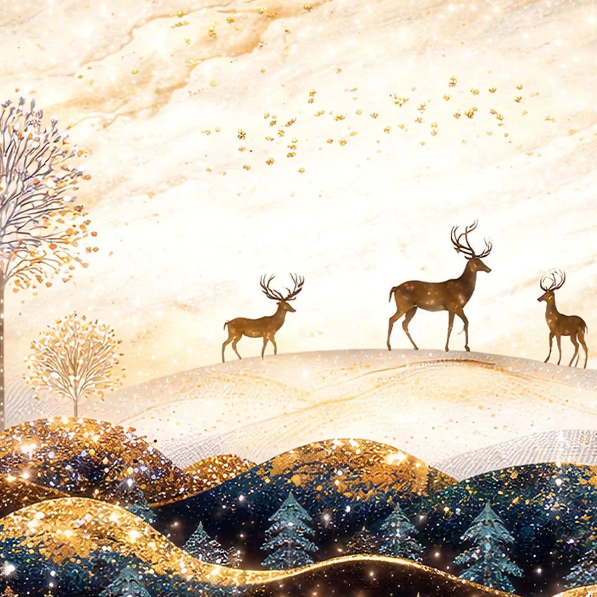 Modern Elegant Deer Crystal Glass Painting for Decoration