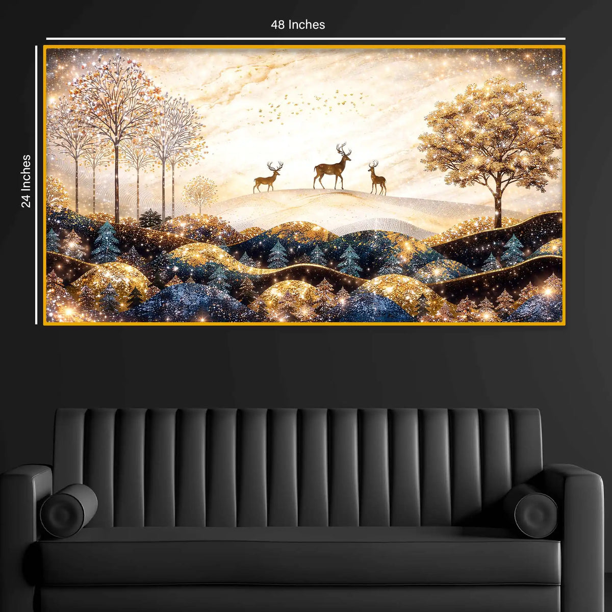 Modern Elegant Deer Crystal Glass Painting for Decoration