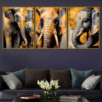 Modern Elephant Artwork Acrylic Painting Set of 3