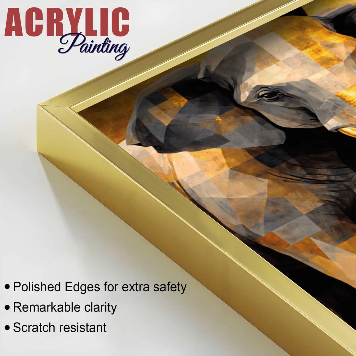 Modern Elephant Artwork Acrylic Painting Set of 3
