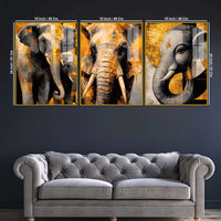 Modern Elephant Artwork Acrylic Painting Set of 3