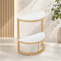 Modern End Semi Circle Side Table with Storage Shelf