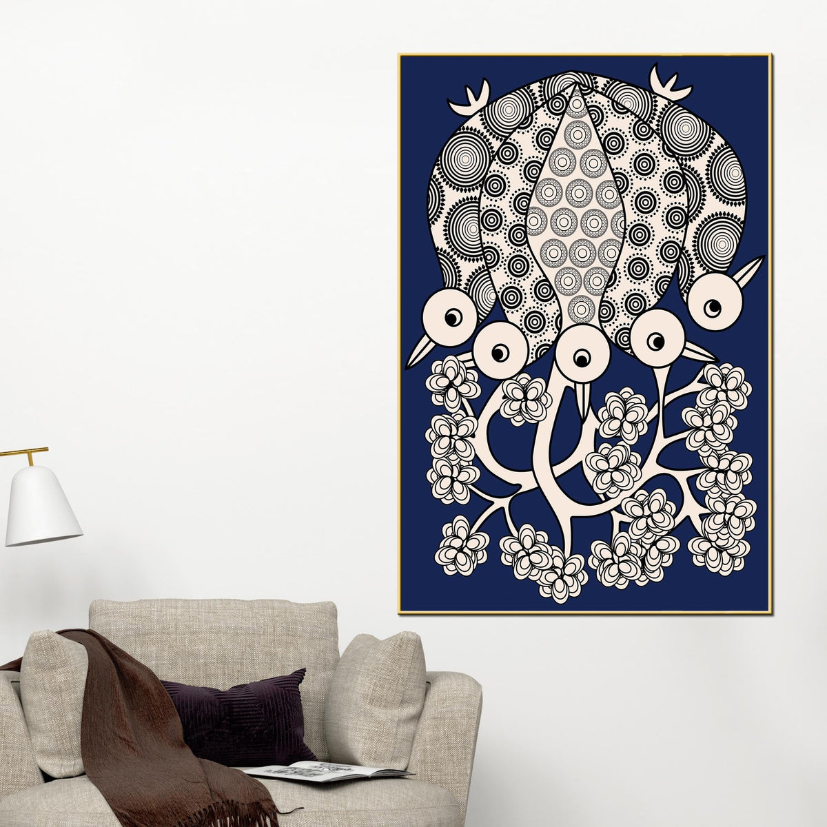Modern Ethnic Bird Canvas Painting | Decorative Wall Painting