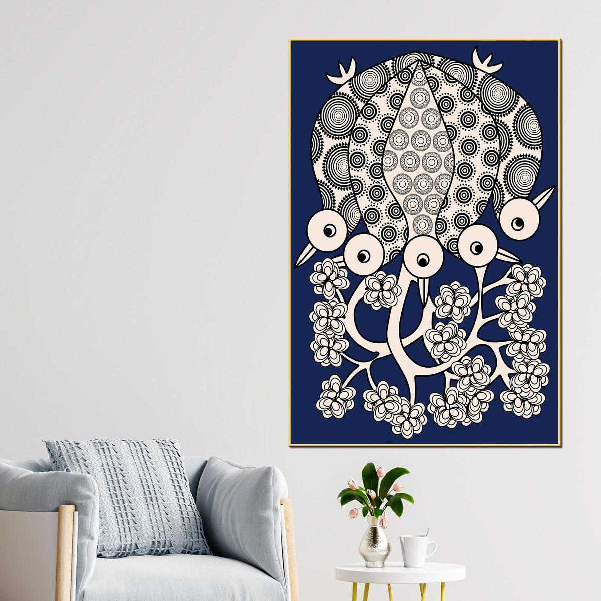 Modern Ethnic Bird Canvas Painting | Decorative Wall Painting