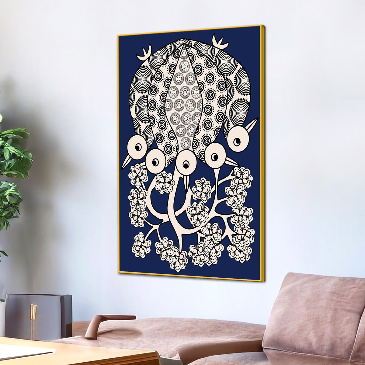 Modern Ethnic Bird Canvas Painting | Decorative Wall Painting