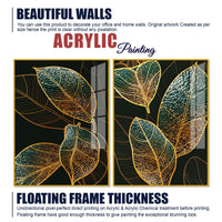 Modern Exquisite oak Leaves Art Acrylic Floating Wall Painting Set Of 2
