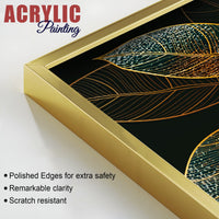 Modern Exquisite oak Leaves Art Acrylic Floating Wall Painting Set Of 2