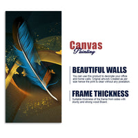 Modern Feathers and Beautiful Butterflies Premium Canvas Wall Painting