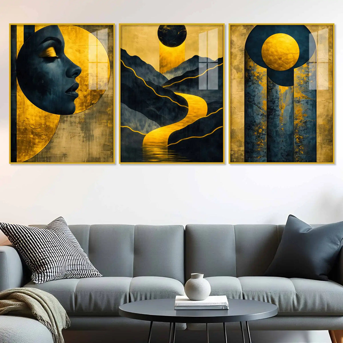 Modern Floating Acrylic Wall Painting Set of 3