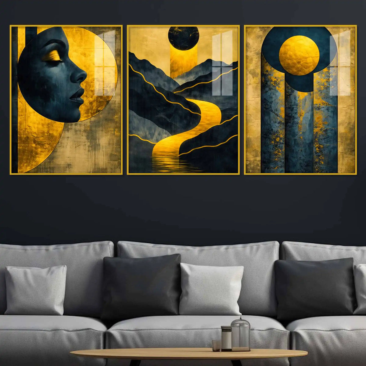 Modern Floating Acrylic Wall Painting Set of 3