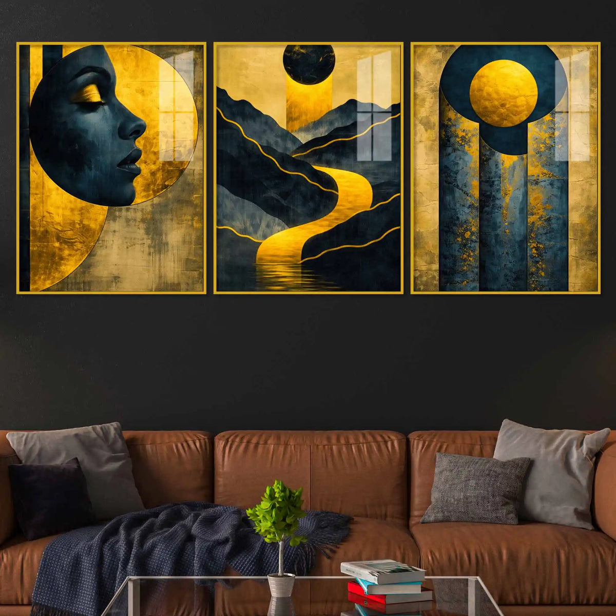 Modern Floating Acrylic Wall Painting Set of 3