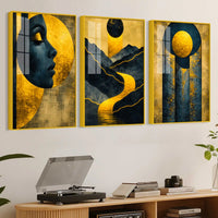 Modern Floating Acrylic Wall Painting Set of 3