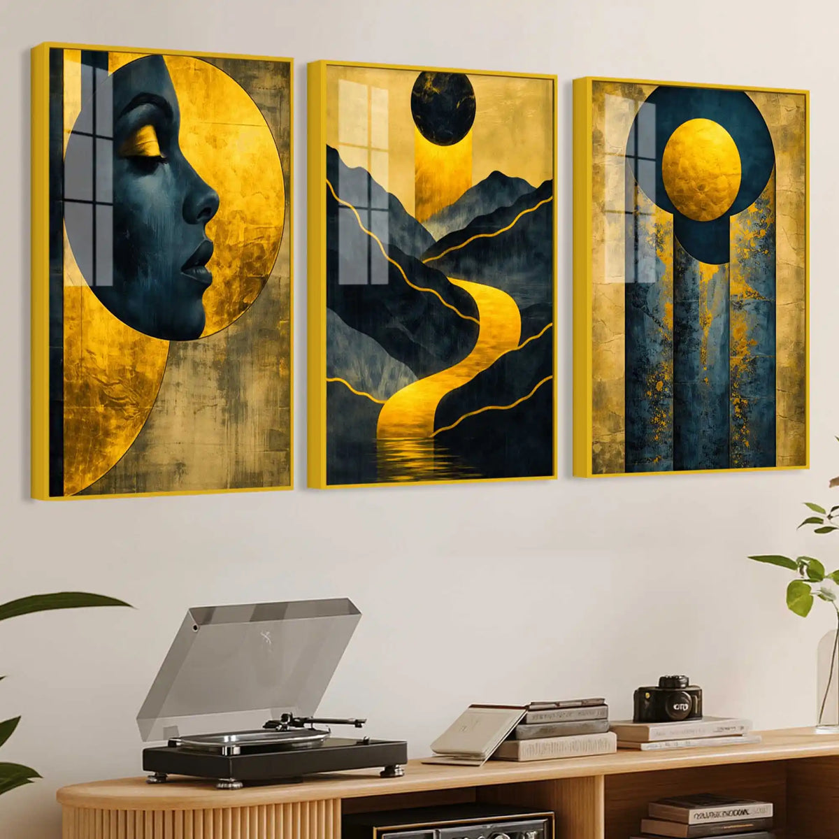 Modern Floating Acrylic Wall Painting Set of 3